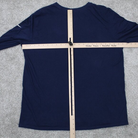 Nike NE Patriots Shirt Mens XL Blue Athletic Cut Cotton NFL Long Sleeve Pullover - Picture 10 of 13